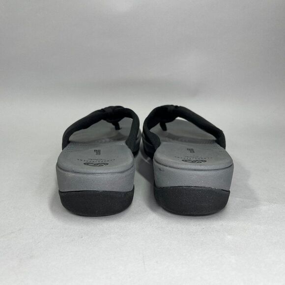 Clarks Cloudsteppers Arla Glison Sandals‎ Women's 8 Black Grey Wedge Flip Flops - Picture 5 of 8